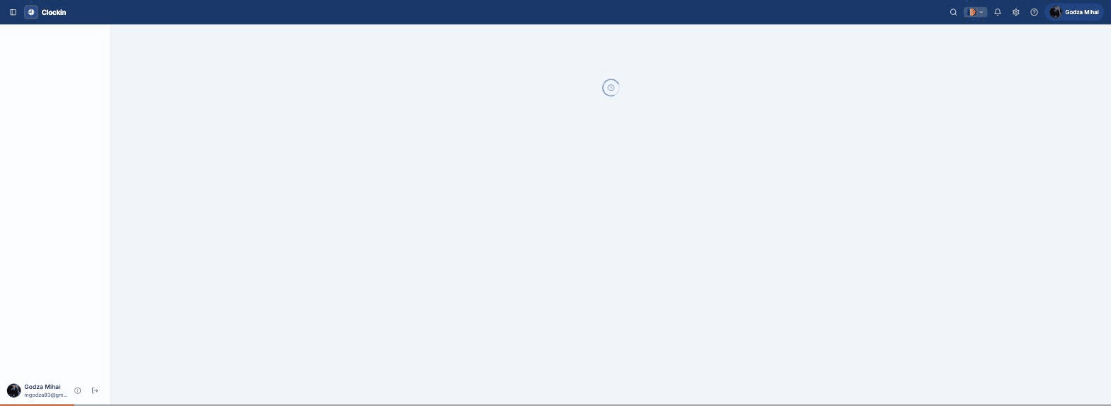 Prezentare ClockIn — tablou de bord de administrare, raport lunar gata de salarizare, cerere de concediu, centru de notificări și configurarea modulelor dintr-un clic